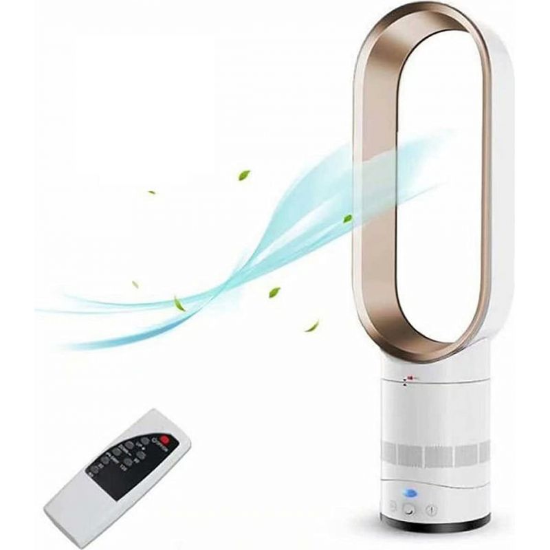 Ventilateur Électrique Sans Pales Air Frais 16 Pouces Ventilateur De Tour De Sécurité Pour Enfants Refroidisseur D'air De Bureau À Domicile Avec Ventilateur Télécommandé Prise Ue Or