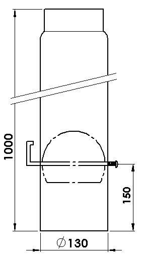 Rauchrohr 130 Mm, 1000 Mm Mit Regulierklappe