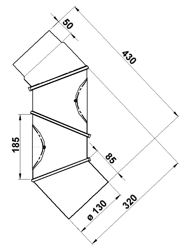 Rauchrohr 130 Mm Ø, Dunkelgrau Universalbogen, 4-teilig