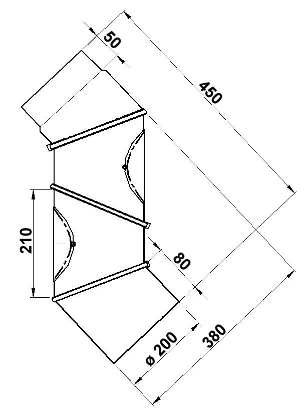 Universalrauchrohrbogen Ø 200 Stufenlos Verstellb.,4tlg(2pt)