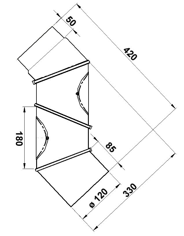 Universalrauchrohrbogen Ø 120 Stufenl.verstellb.,4tlg.(2 Pt)