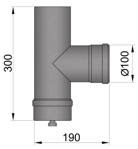 Anschl.-t-stück M.rein.-deckel 100 Mm / Schwarz Lackiert