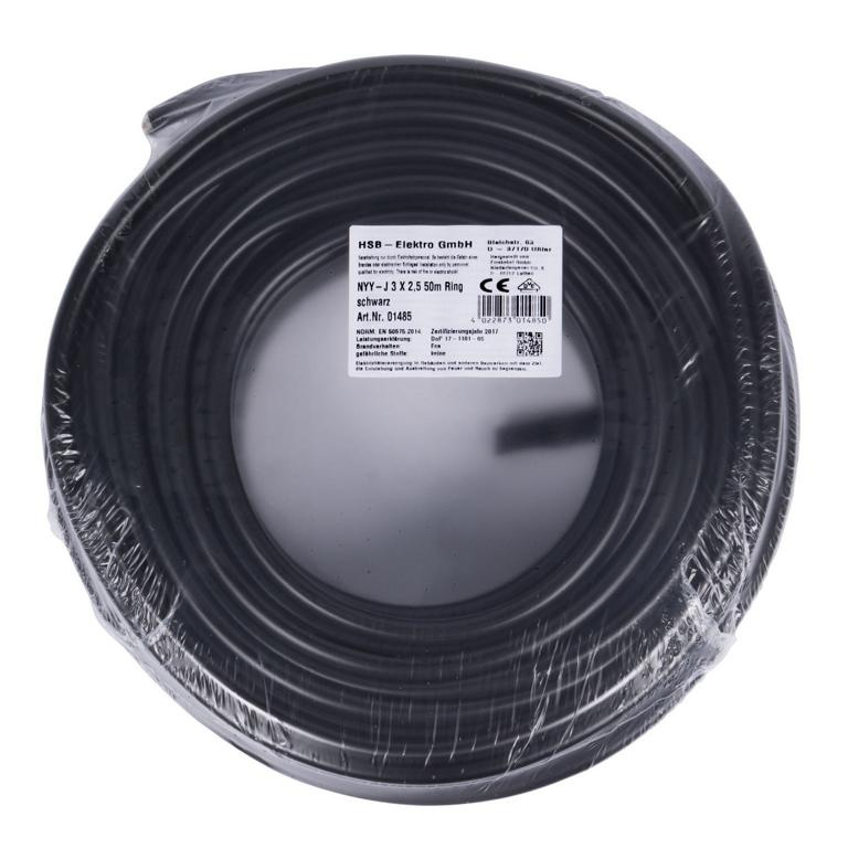 Nyy-j 3x2,5 Mm² Ring 50m Erdkabel - Schwarz
