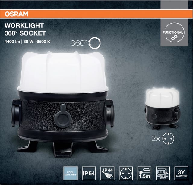 OSRAM Baustrahler LED 30 W Kaltweiß, Tageslichtweiß Schwarz/Grau