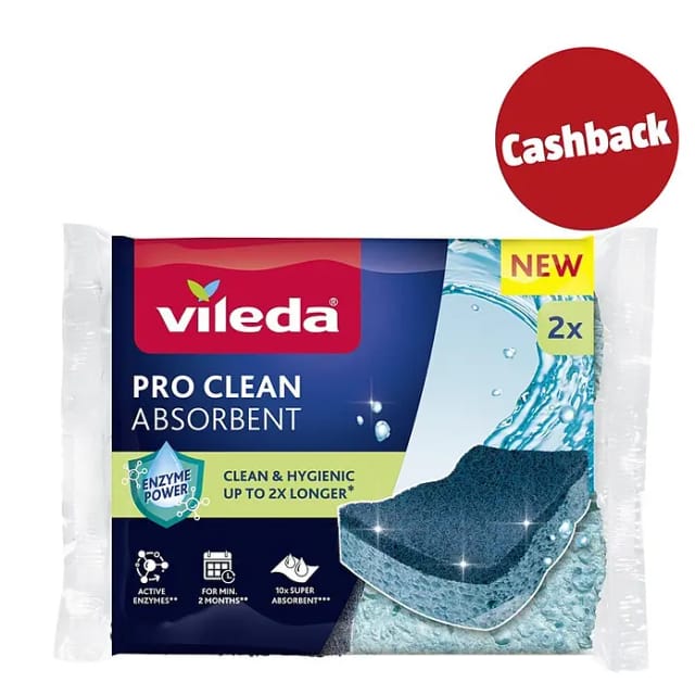 Viskoseschwamm mit Enzymen Pro Clean 2 Stück, außergewöhnliche Saugfähigkeit