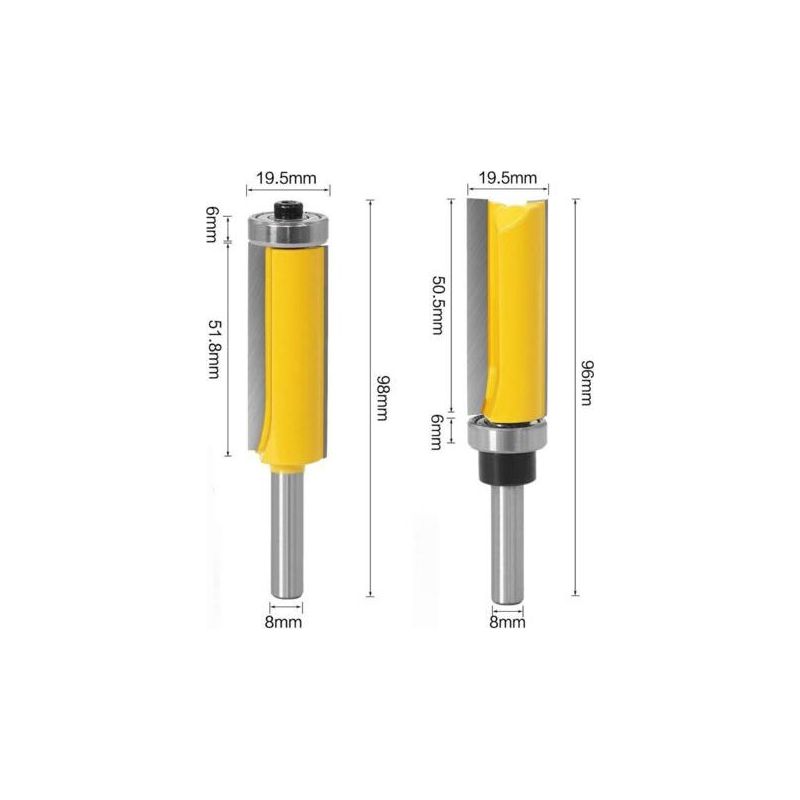 Fenoplastica 8 Mm Schaft Bündigfräser, Extra Lange Fräser, Kopierfräser Mit Oberem Lager + Kopierfräser Mit Unterem Lager