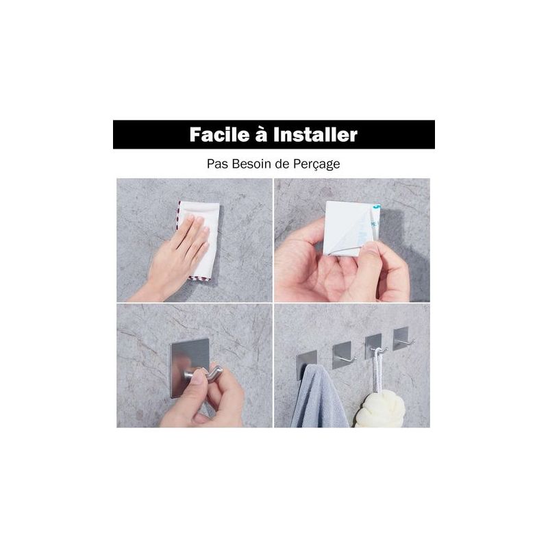 4er-set Selbstklebende Haken Aus Edelstahl – Kein Bohren Erforderlich – Wasserfest – Für Küche Und Bad – Silberfarben – 4,5 X 4,5 X 3,5 Cm