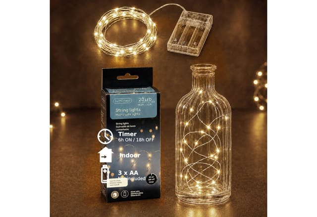 Kaemingk Micro LED Strangbeleuchtung Lichterkette mit 20 Lichter warmweiß Lichterkette