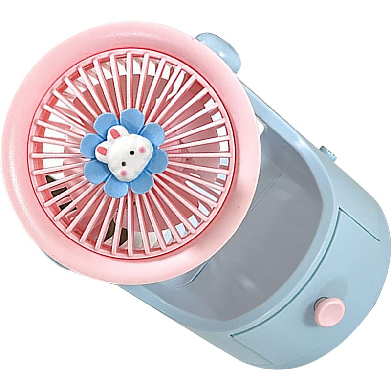 Mini-tischventilator Mit Praktischer Schublade, Niedlichem Design, Usb-ladefunktion, Tragbar, Für Zuhause, Studentenwohnheim, Büro Oder Schlafzimmer (blau/rosa). Ideal Für Zuhause, Studentenwohnheim,
