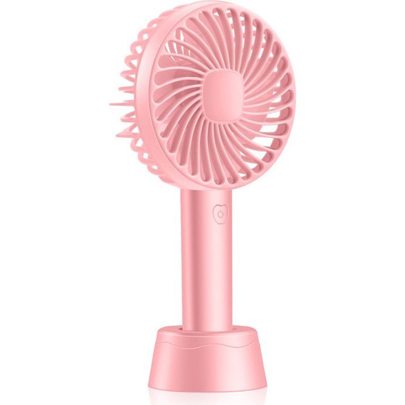 Tragbarer, Per Usb Aufladbarer Mini-taschenventilator Mit 1200 Mah Und 3 Geschwindigkeitsstufen – Ideal Für Zuhause, Büro, Camping, Reisen Und Sport. Abnehmbarer, Pinkfarbener Standfuß.