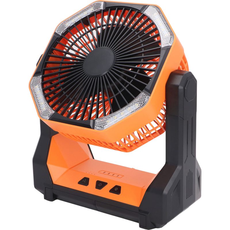 Tragbarer Campingventilator Mit Akku, Licht Und Haken – Ideal Für Picknicks, Grillabende, Angeln Und Reisen. Batteriebetrieben Und Perfekt Geeignet.