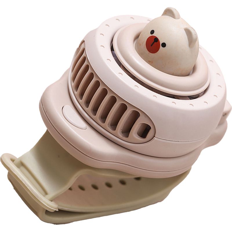 Innovative Kinderuhr Mit Ventilator, Cartoon-design, Usb-anschluss, Tragbar, Klein, Mit Handring, Braun