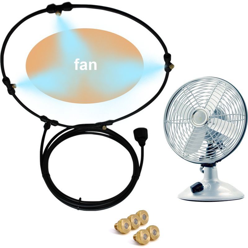 Outdoor-sprühsystem Für Wassernebelkühlung, Bestehend Aus Einem Schlauch Und 5 Messing-sprühdüsen Zur Kühlung Von Terrassen (61 Cm + 3 M).