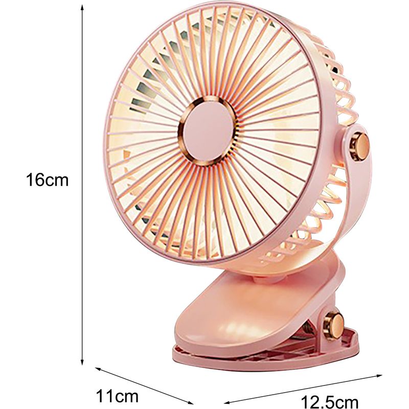 Mini-clip-ventilator In Rosa [5 Geschwindigkeitsstufen + Nachtlicht], Ideal Für Studentenzimmer, Als Nachttischlampe Oder Fürs Büro. Kompakt Und Leise, Aufladung Per Usb. Bedienung:
