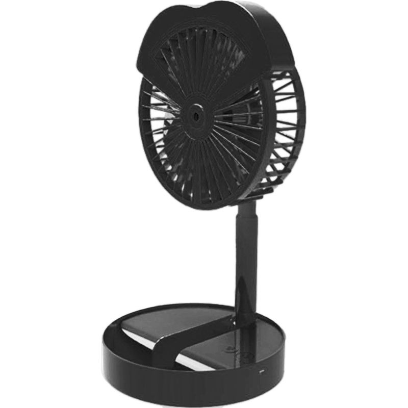 Mini-elektroventilator Mit 3 Geschwindigkeitsstufen, Bürstenlosem Motor, Tischventilator Mit Sprühfunktion, Usb-ladeanschluss, Schwarz