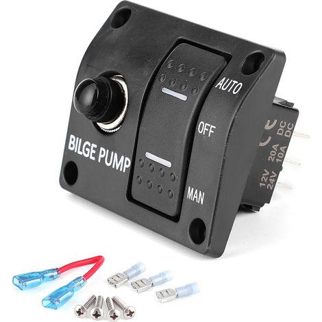 3-positionen-bilgenpumpen-bedienfeld (auto/manuell/aus) - 12v/24v, Led, Integrierter 15a-leistungsschalter