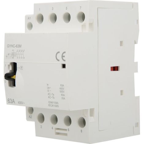 4p 63a 220v 50hz Hausanschluss-wechselstromschütz Din-schienen-hausanschluss-wechselstromschütz Mit Manuellem Steuerschalter Für Die Elektrische Gebäudesteuerung (4ö)