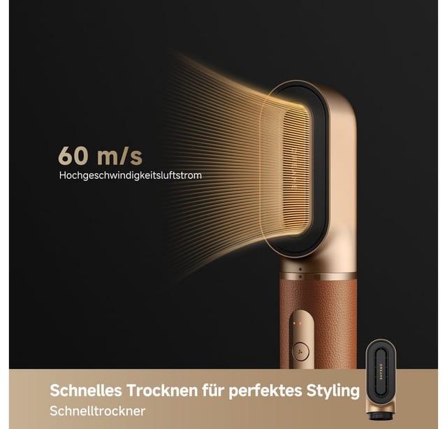 AirStyle Pro, 7-in-1-Hairstyler, Schnelltrocknend, 2 Lockenaufsätze, Volumen für das Haar, glättende Bürste, Frizz-Reduzierung, Lederset,