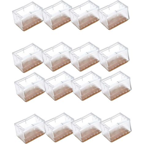16 Protège-pieds De Chaise En Silicone, Protège-pieds De Chaise De Sol, Protège-pieds De Table, Protège-pieds De Table Et De Chaise, Protège-pieds Rectangulaires (transparents).
