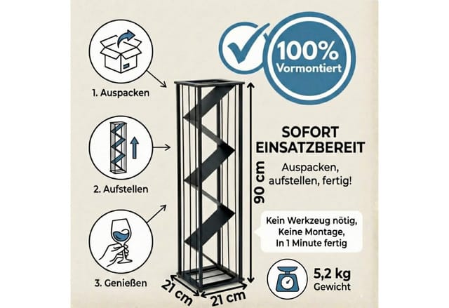 Dandibo - Weinregal Metall Schwarz Stehend 96693 Flaschenregal Weinständer Flaschenhalter Schmal Modern