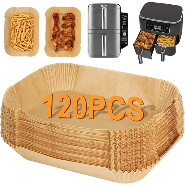 Backpapier Für Ninja Air Fryer Double Stack Xl Sl400eu 9,5l, 120-teiliges Zubehör Für Ninja Air Fryer, Pergamentpapier Kompatibel Mit Ninja Af300eu 7,6l/ Foodi Max Dual Zone Af400eu, Von Debuns