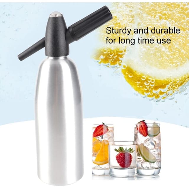 Sodamaker, 1 l Aluminium-Soda-Siphon, Soda-Siphonflasche mit Druckregler, Aluminium-Sprudelwasserbereiter für hausgemachten Fruchtsaft, Mojito,