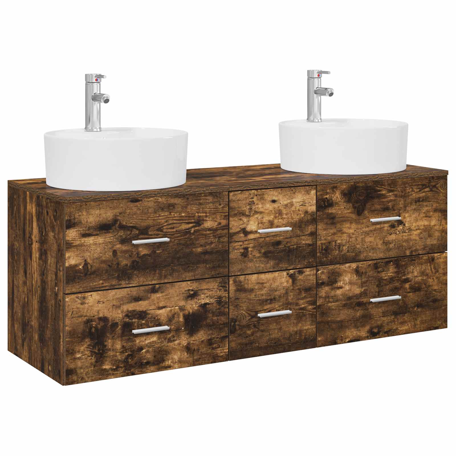 Badezimmermöbel-set 3 Stk. Geräucherte Eiche 129 X 44,5 X 80 Cm Vidaxl