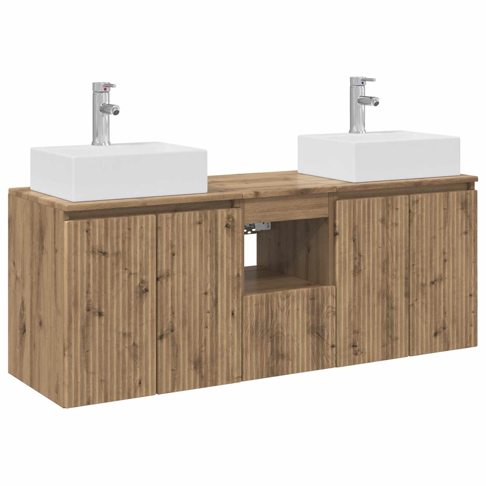 Badezimmerschrank-set 3 Stk. Artisan-eiche 129 X 41 X 79,5 Cm Vidaxl
