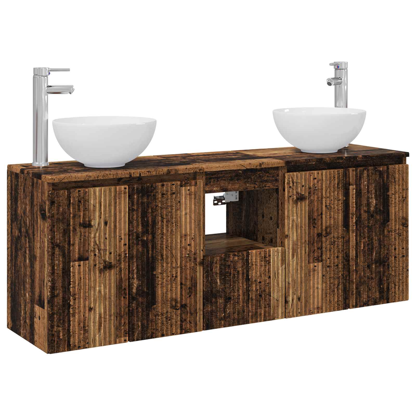Badezimmerschrank-set 3 Stk. Altholz 129 X 35 X 80 Cm Vidaxl