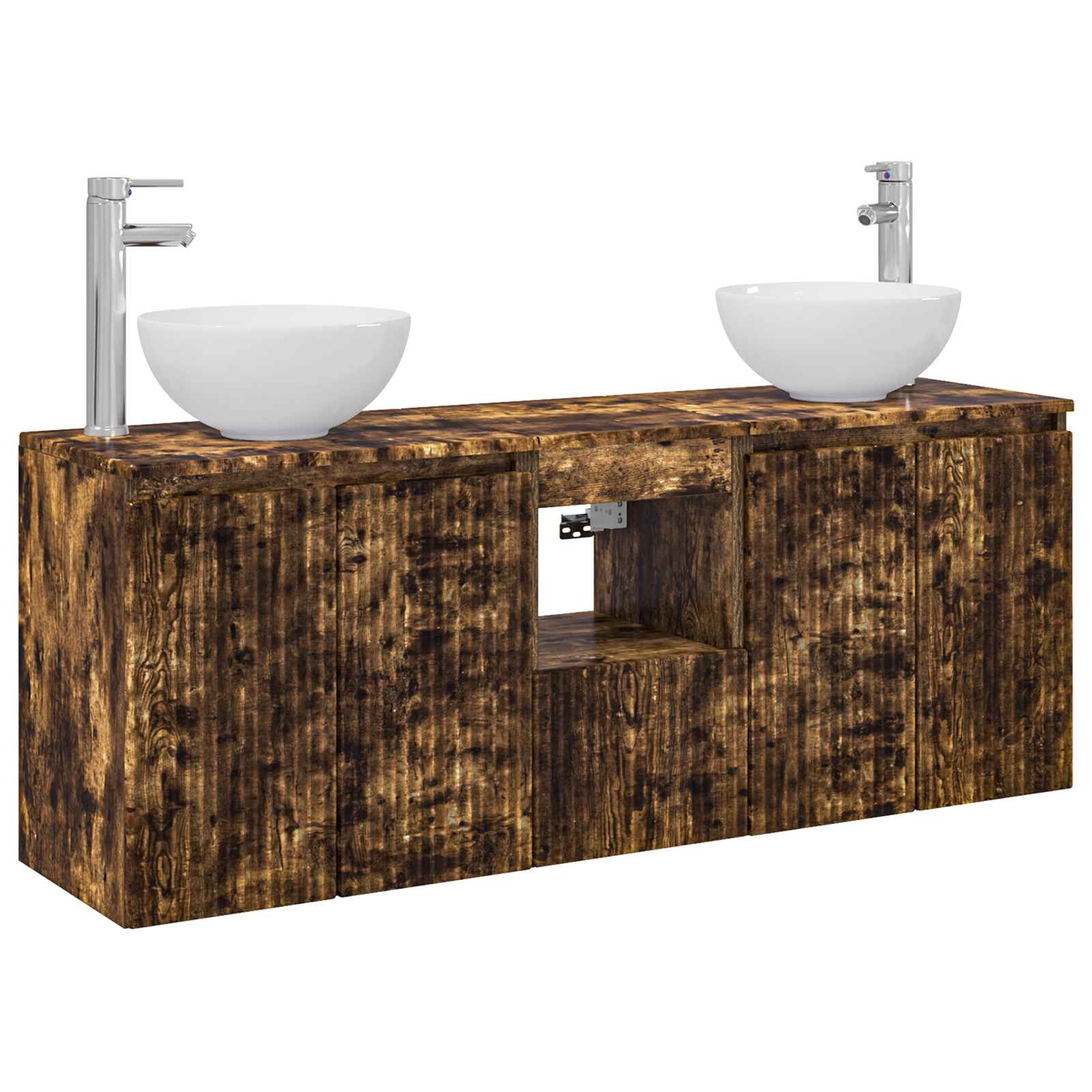 Badezimmerschrank-set 3 Stk. Geräucherte Eiche 129 X 35 X 80 Cm Vidaxl