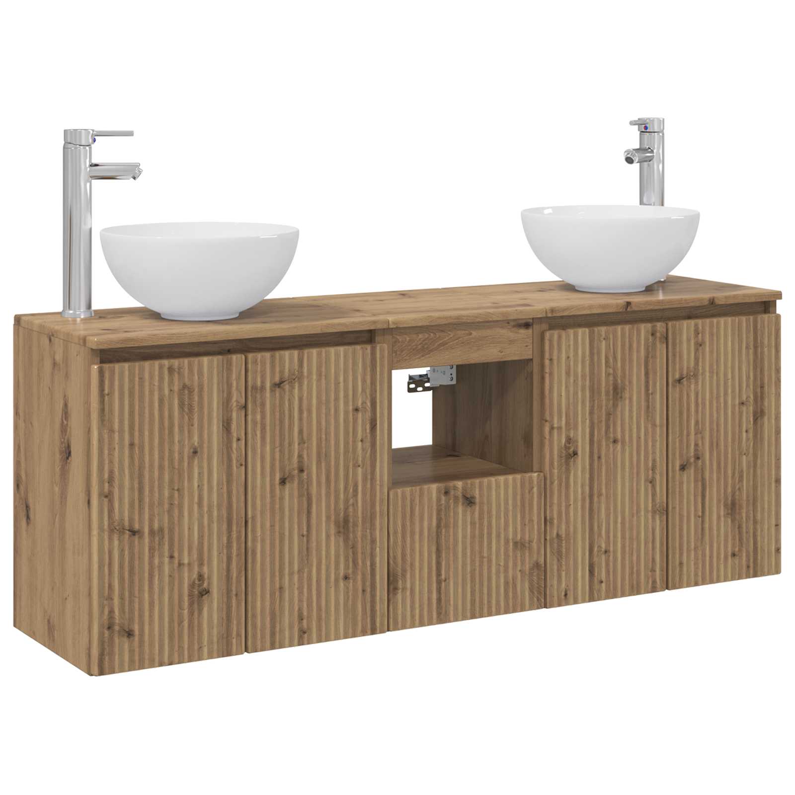 Badezimmerschrank-set 3 Stk. Artisan-eiche 129 X 35 X 80 Cm Vidaxl