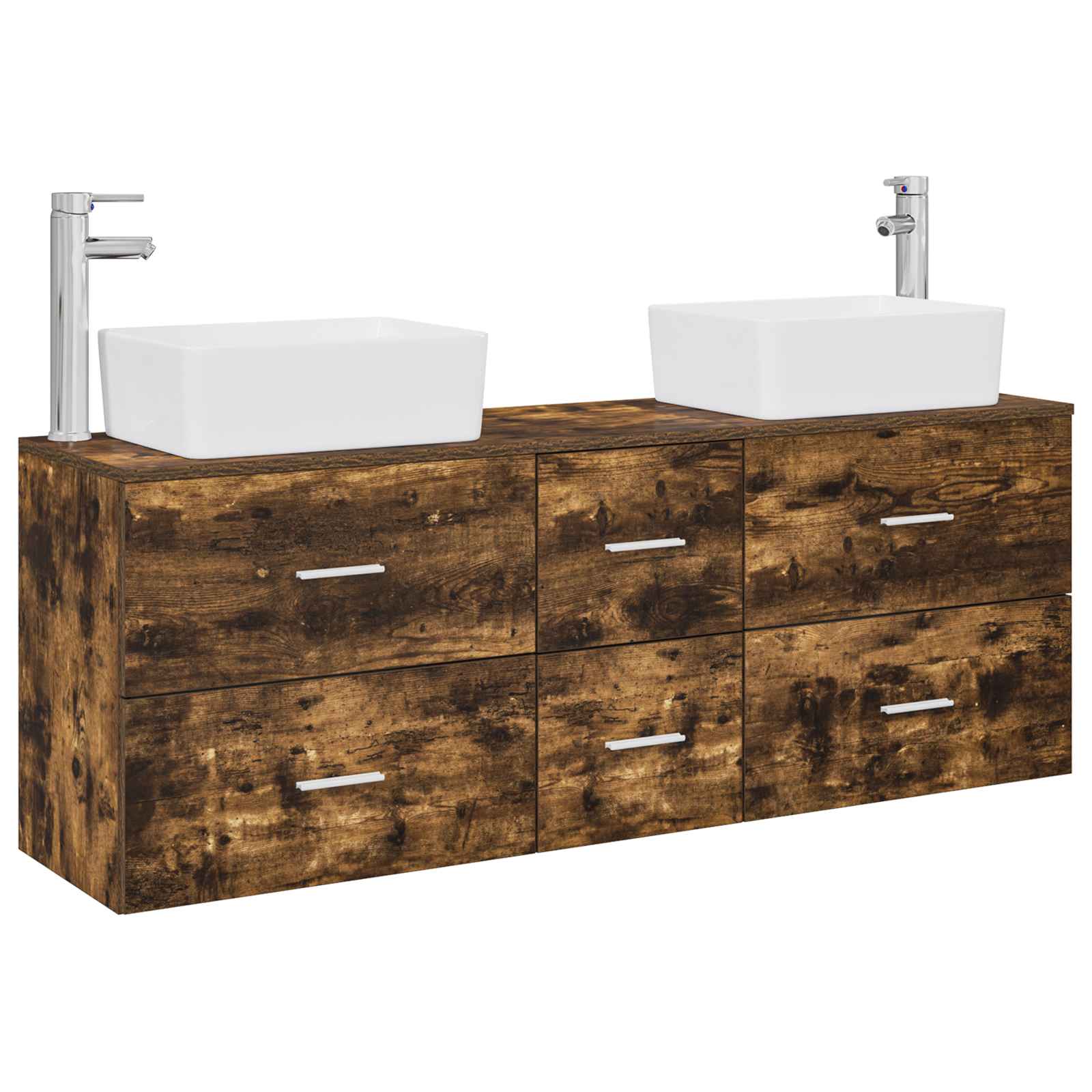 Badezimmerschrank-set 3 Stk. Geräucherte Eiche 136 X 35 X 80 Cm Vidaxl