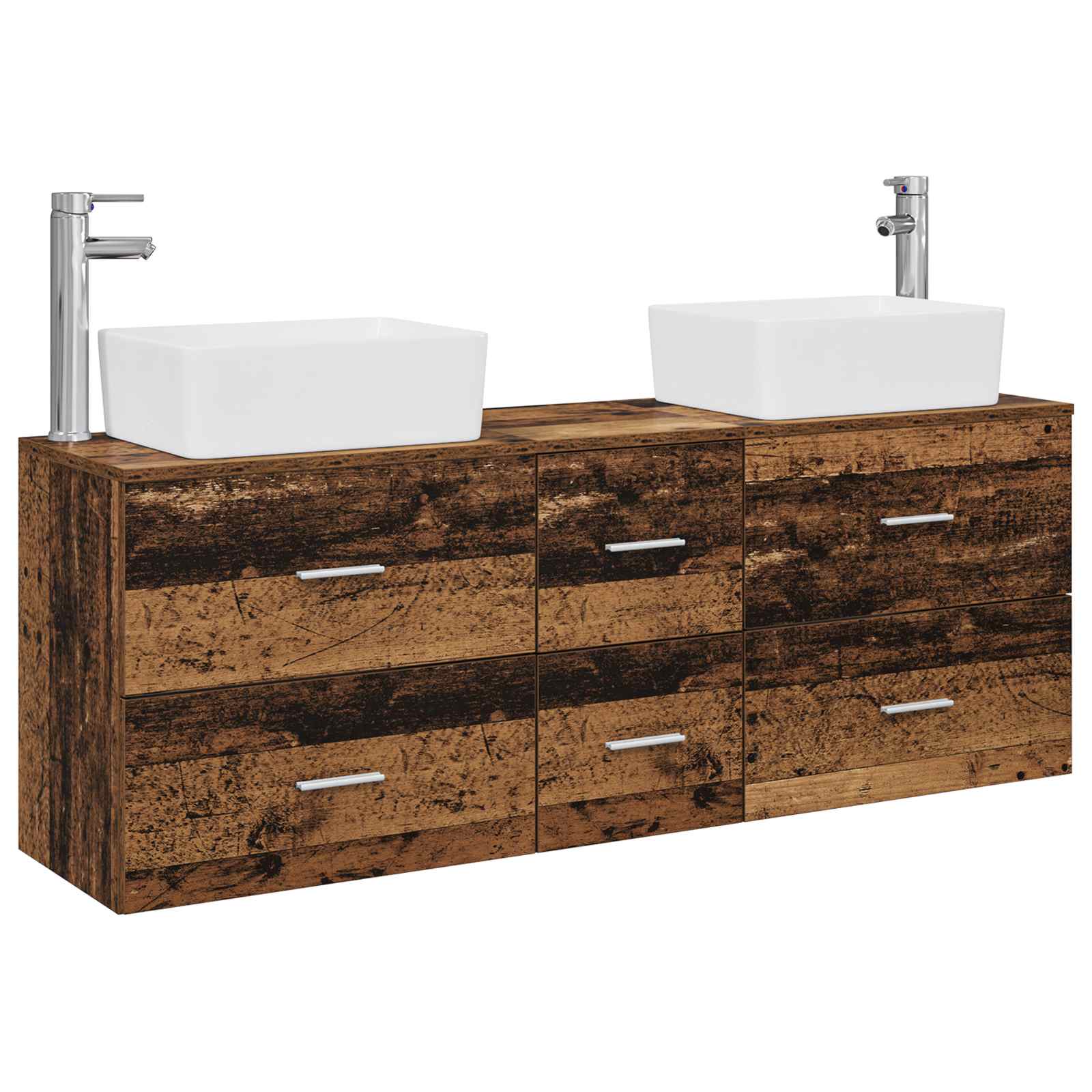 Badezimmerschrank-set 3 Stk. Altholz 136 X 35 X 80 Cm Vidaxl