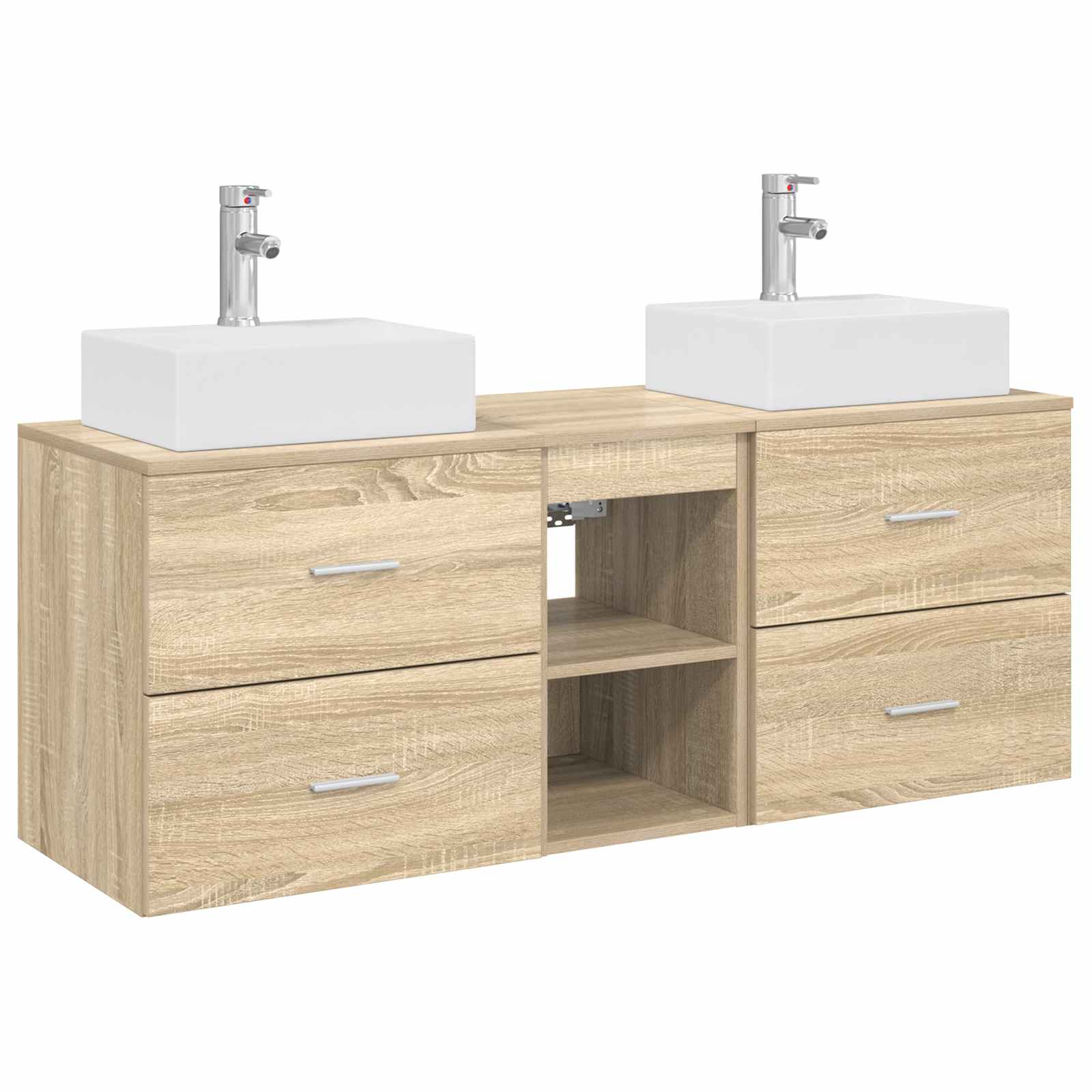 Badezimmerschrank-set 3 Stk. Sonoma-eiche 129 X 41 X 79.5 Cm Vidaxl