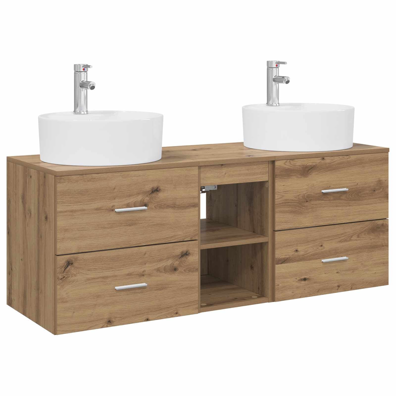 Badezimmerschrank-set 3 Stk. Artisan-eiche 129 X 44,5 X 82 Cm Vidaxl