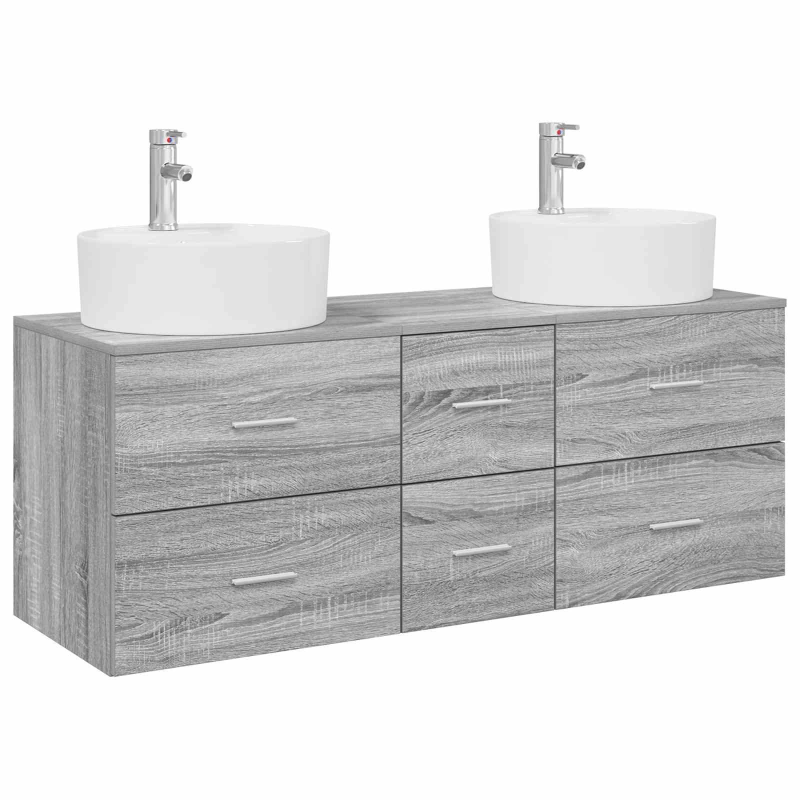 Badezimmermöbel-set 3 Stk. Grau Sonoma 129 X 44,5 X 80 Cm Vidaxl