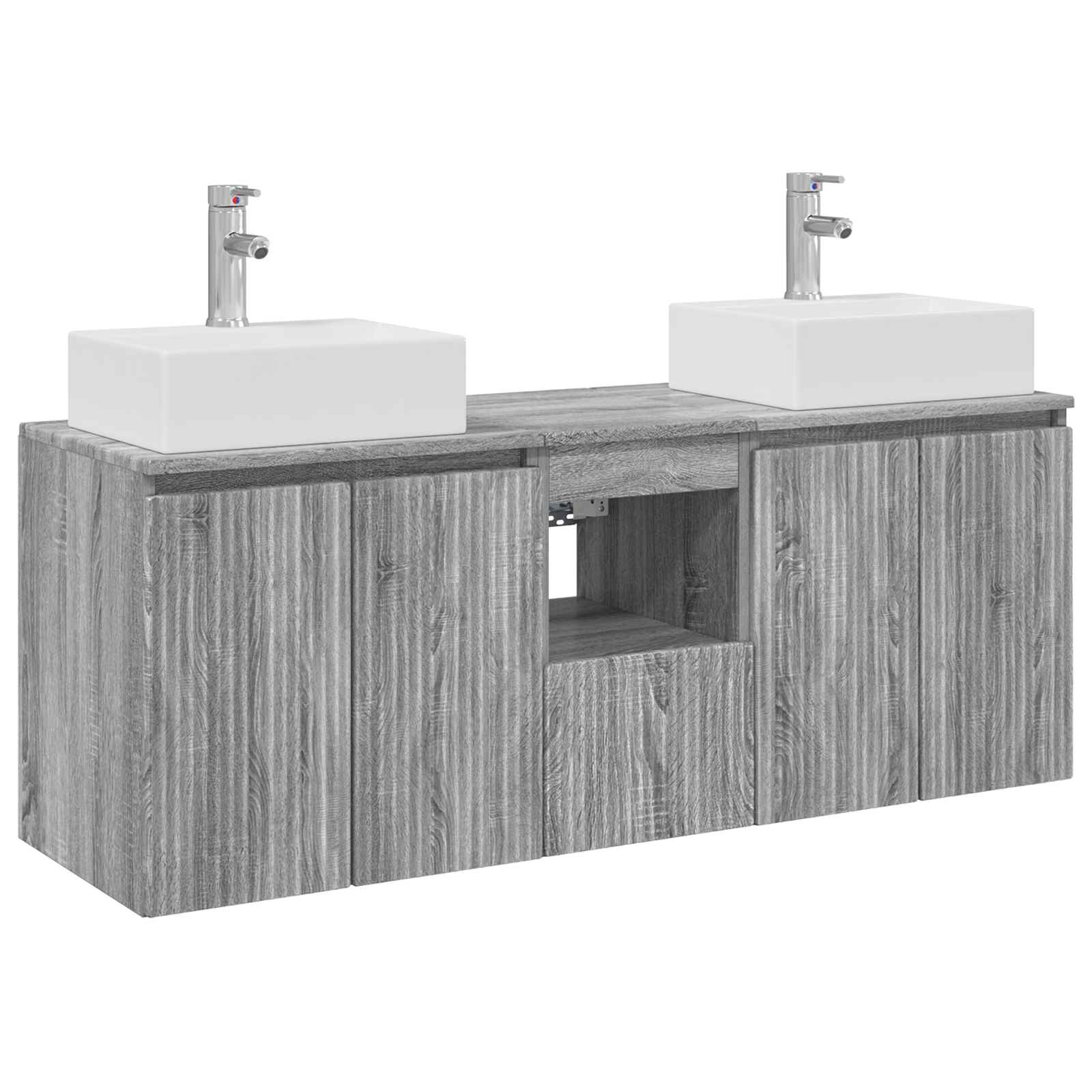 Badezimmerschrank-set 3 Stk. Grau Sonoma 129 X 41 X 79,5 Cm Vidaxl
