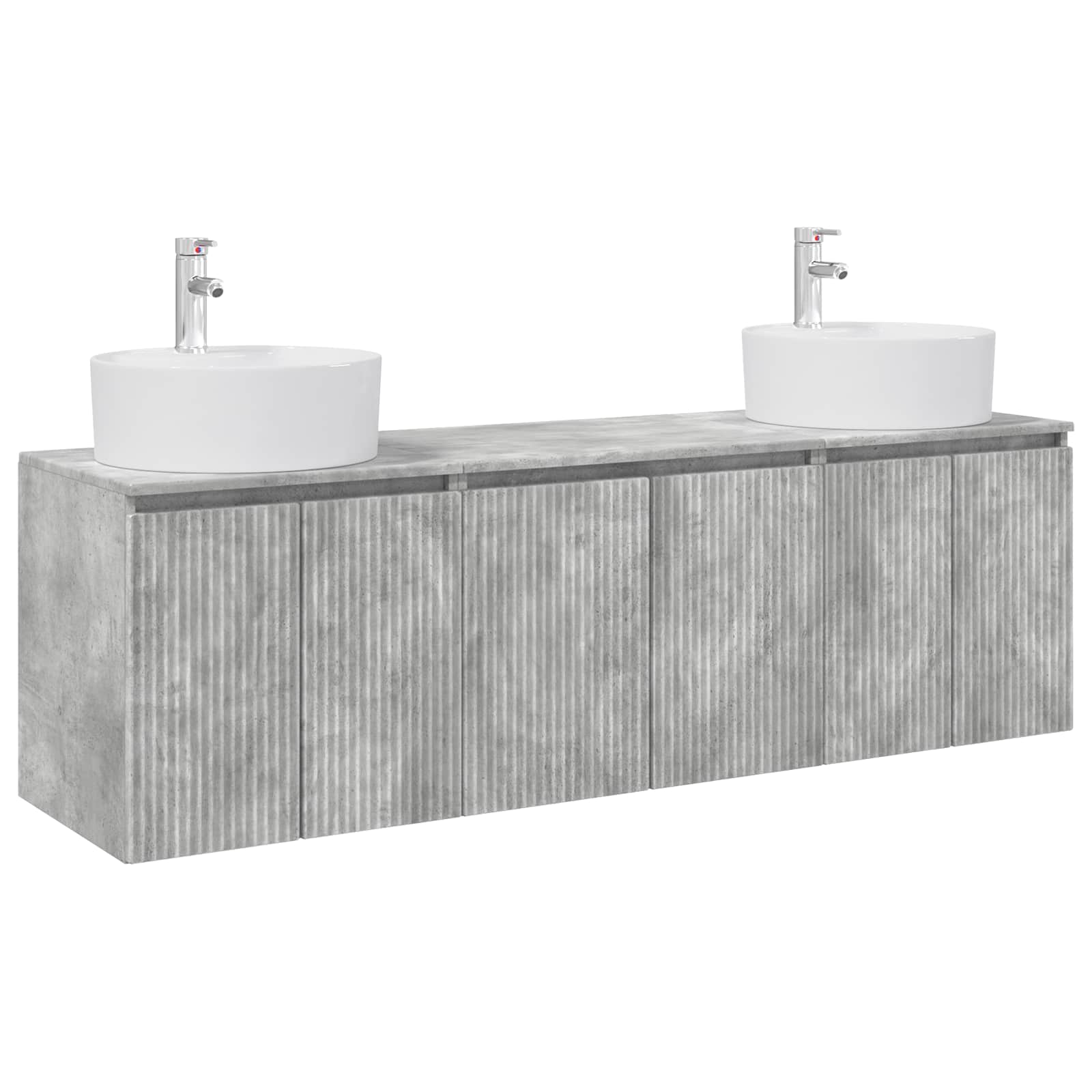 Badezimmerschrank-set 3 Stk. Betongrau 161,5 X 44,5 X 82 Cm Vidaxl