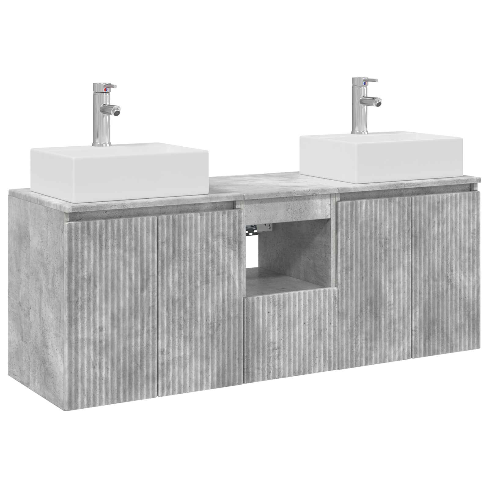 Badezimmerschrank-set 3 Stk. Betongrau 129 X 41 X 79,5 Cm Vidaxl