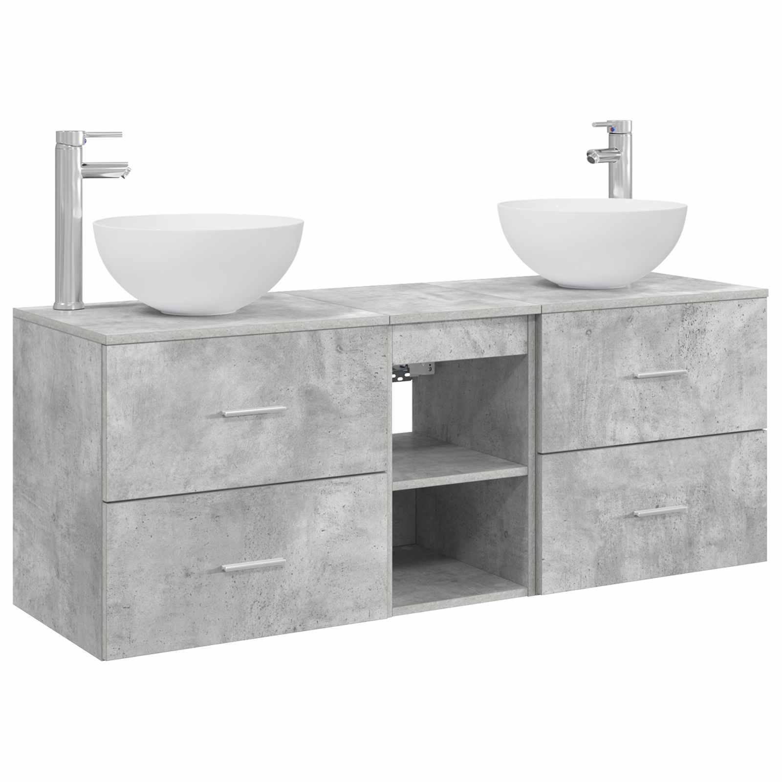 Badezimmerschrank-set 3 Stk. Betongrau 129 X 35 X 80 Cm Vidaxl