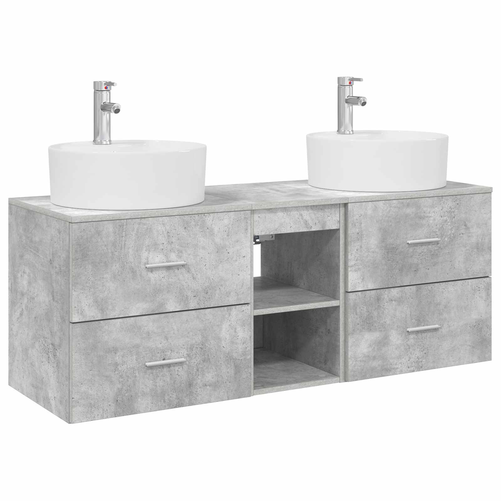 Badezimmerschrank-set 3 Stk. Betongrau 129 X 44,5 X 82 Cm Vidaxl