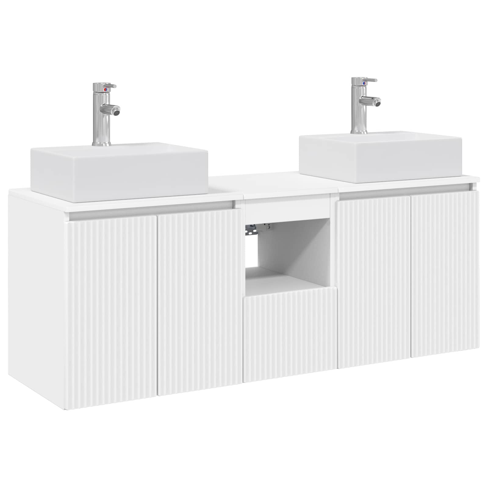 Badezimmerschrank-set 3 Stk. Weiß 129 X 41 X 79,5 Cm Vidaxl