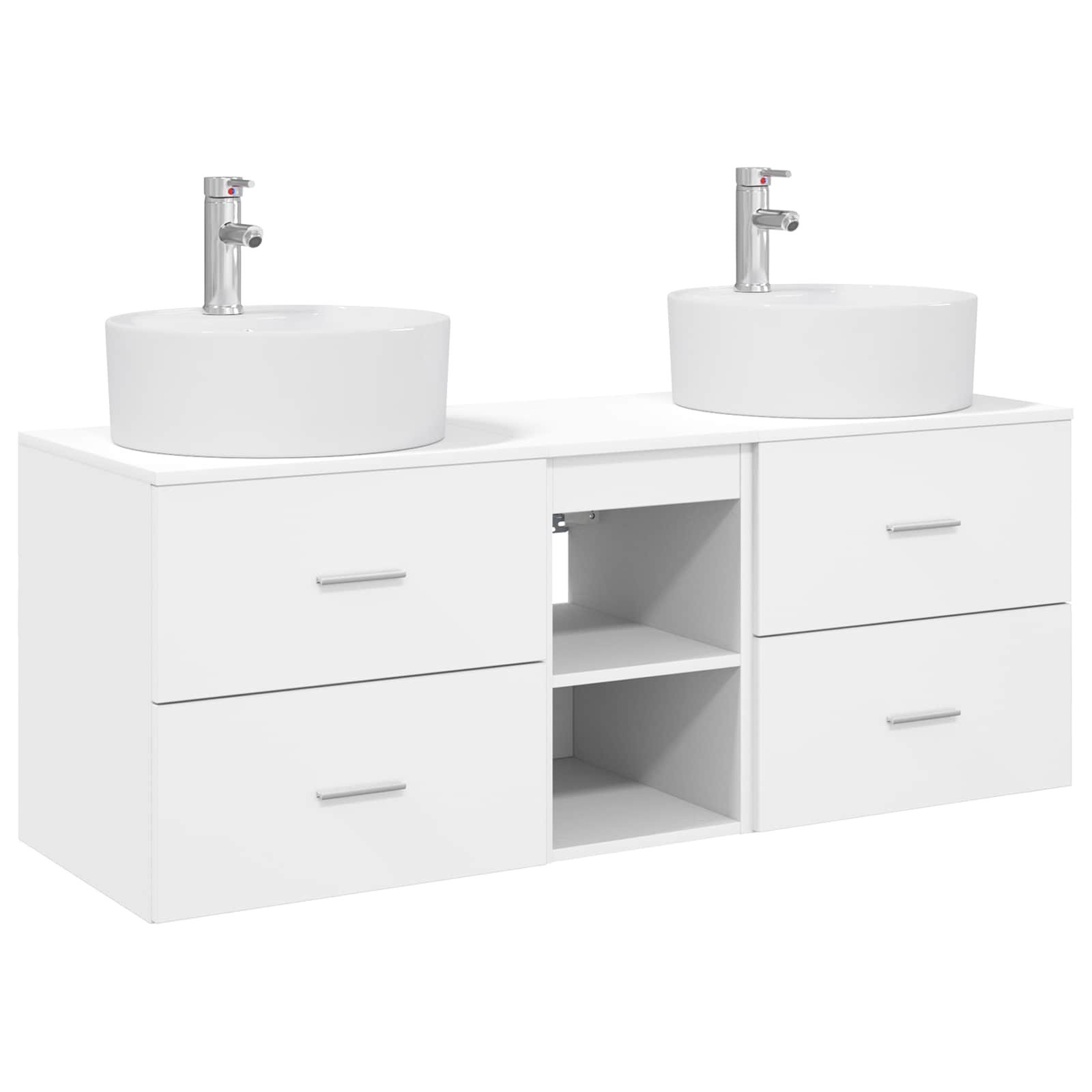 Badezimmerschrank-set 3 Stk. Weiß 129 X 44,5 X 82 Cm Vidaxl