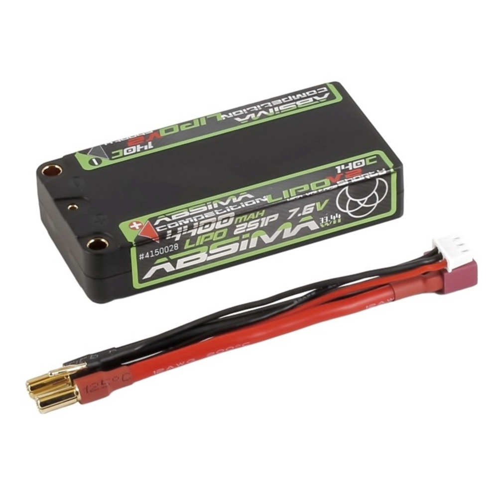 Absima Modellbau-akkupack (hv Lipo) 7.6 V 4400 Mah Shorty Hardcase 5 Mm Buchse, 5 Mm Gold