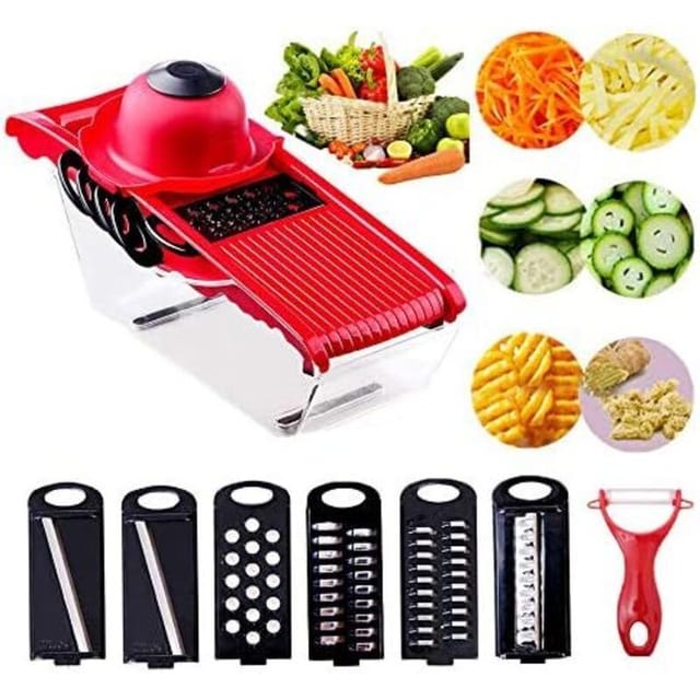 6-in-1 Multifunktions-gemüseschneider, Zerkleinerer Und Schneidegerät Für Kartoffeln, Tomaten, Knoblauch, Karotten Und Obst Gemüsereibe, Julienne-schneider, Aufbewahrungsbehälter, Handschutz, Sparschä