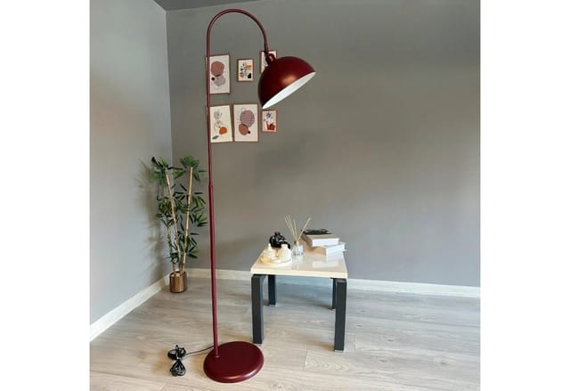 Moderne Stehlampe aus Burgund Metall mit Beweglichem Kopfteil, E27-Sockel, Moderne Stehlampe für Wohnzimmer oder Schlafzimmer