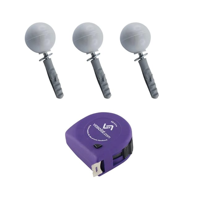 Vasalat - Türstopper Boden & Wand 2in1 zum Schrauben ø 35mm, Höhe 31mm + Montagezubehör, Kunststoff grau - 3 Stück