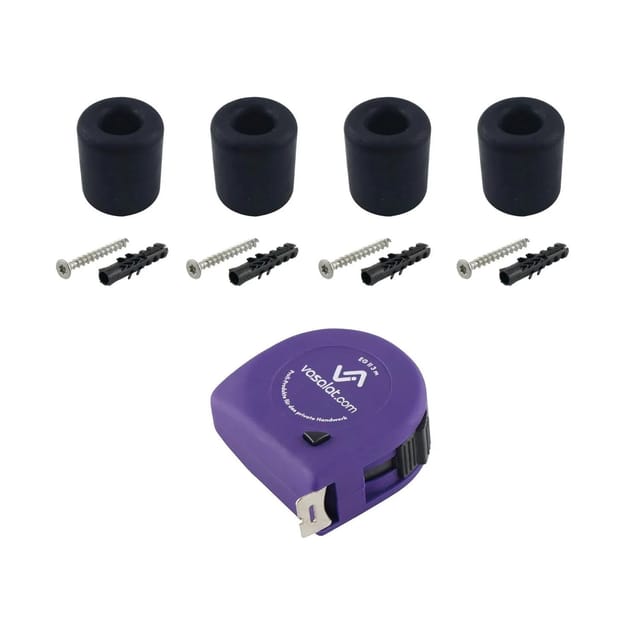 Vasalat - Gummistopper Boden & Wand 2in1 zum Schrauben ø 30mm, Höhe 30mm - Türstopper + Montagezubehör, Gummi schwarz - 4 Stück