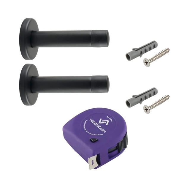 Türstopper Wand mit Dämpfer - Tür Stopper Wand mit Gummipuffer ø 20mm, Höhe 100mm, Türpuffer zum Schutz von Wand & Tür, Edelstahl schwarz - 2 Stück