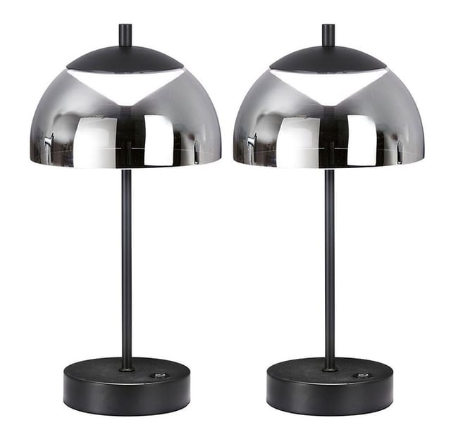 Led Tischlampe mit Touchdimmer Nachttischlampe Tischleuchte schwarz rauch, 2W 240lm warmweiß, neutralweiß, kaltweiß, DxH 18 x 35 cm, 2er Set